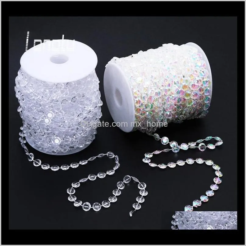 99 feet/30meters clear garland diamond strand hanging crystal acrylic bead curtain chains party tree wedding centerpiece decor