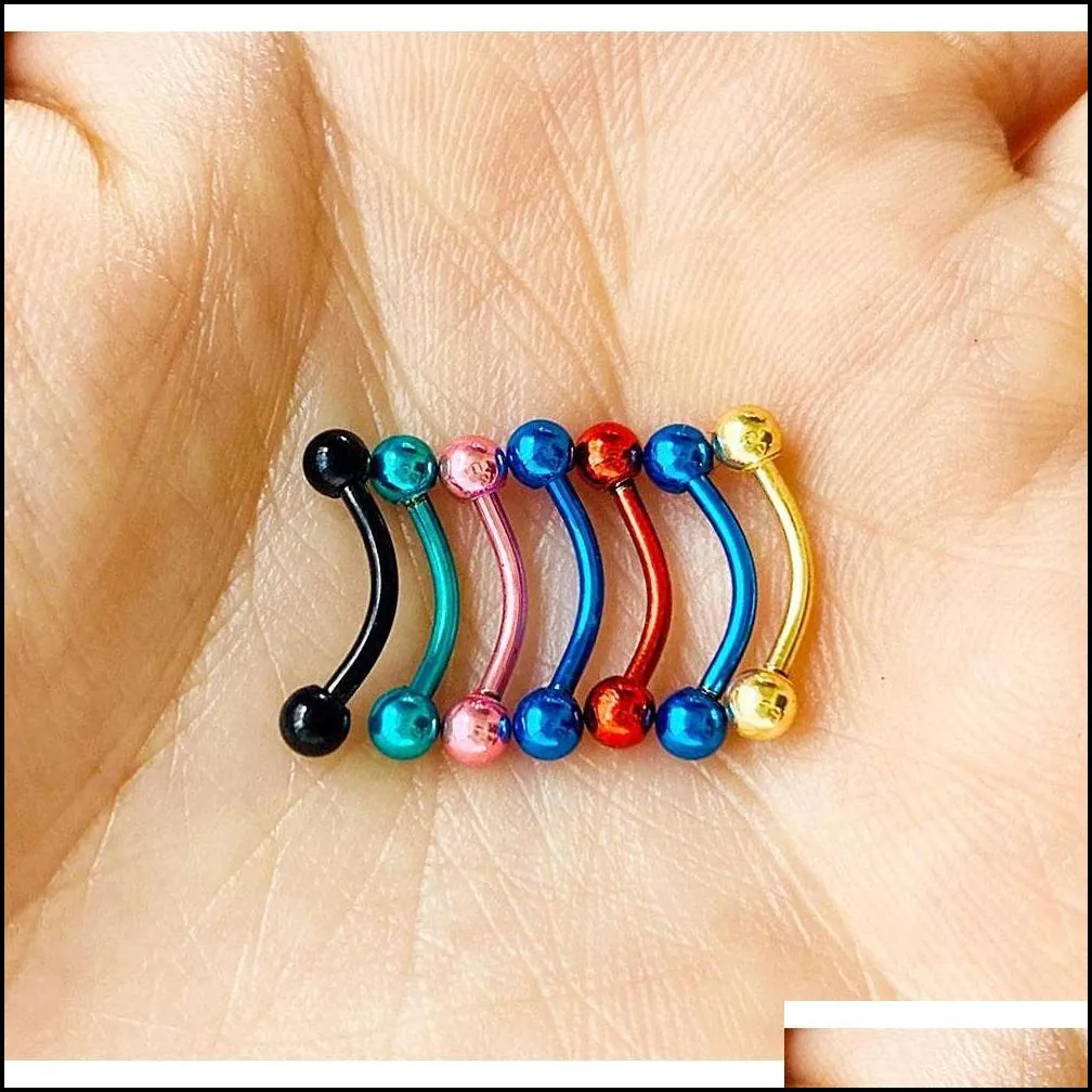 10Pcs/Lot Surgical Steel 3Mm Ball Eyebrow Piercing Internally Threaded Curved Barbell Helix Earring Lip Ring Nipple Rings Body Jewelry