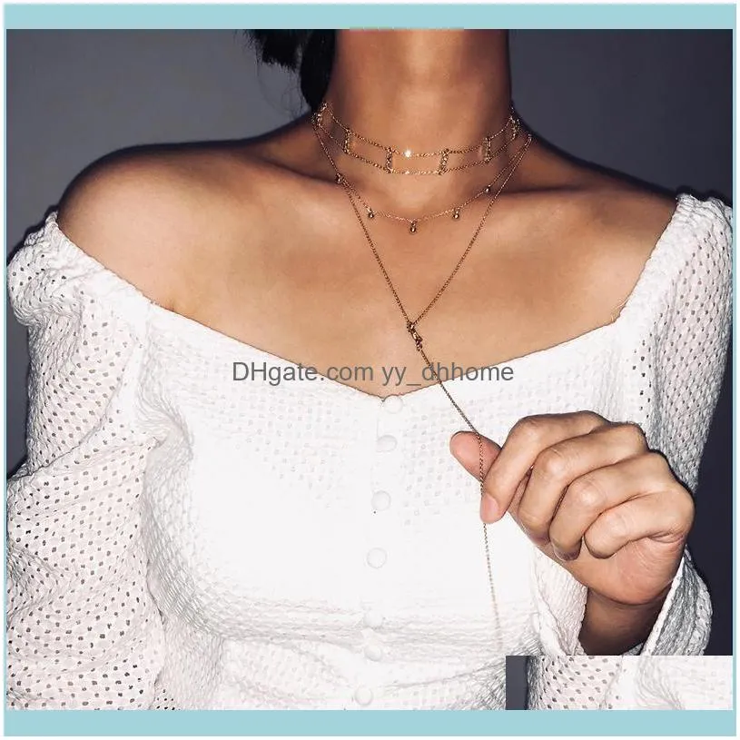 Chains 2021 Fashion Silver Gold Necklace Really 925 Dainty Tiny Cz Bar Double Layer Link Chain Elegant For Women Choker
