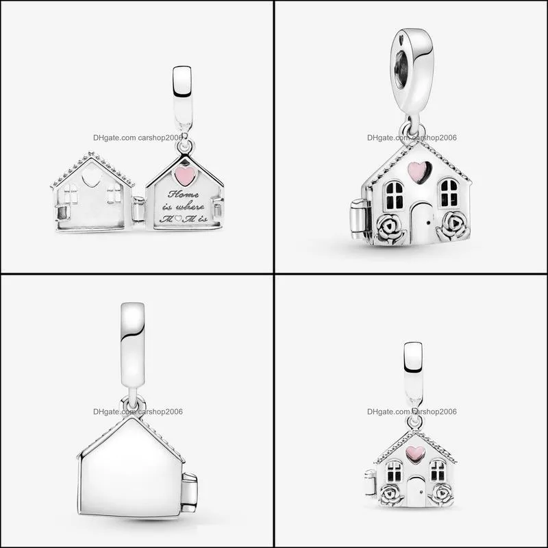 Sweet Home New Arrival 925 Sterling Silver Mom`s House Dangle Charms Fit Original European Charm Bracelet Fashion Women Wedding Engagement Jewelry