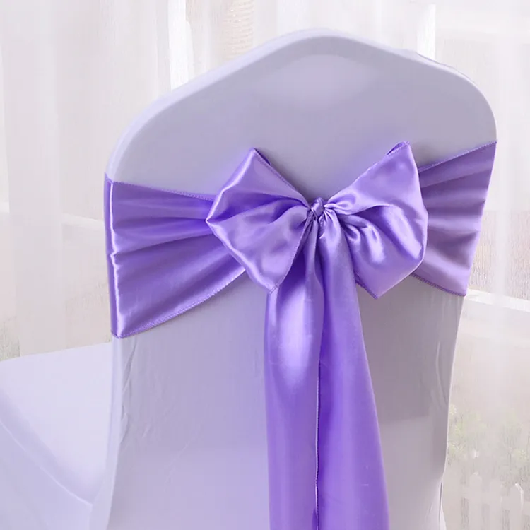 Sedia Decorativa Telai in raso Fiocco Sedie per feste Indietro Cravatte Nastro Eventi per matrimoni Banchetto Cucina per la casa Baby Shower Fiera Decorazione Bowknot JY0812