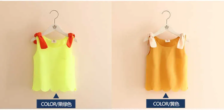 Girls Tops Summer Cotton Candy Color Orange Black White Blue Yellow Pink Purple Sleeveless O-Neck Chiffon T-Shirt Baby Girl (5)