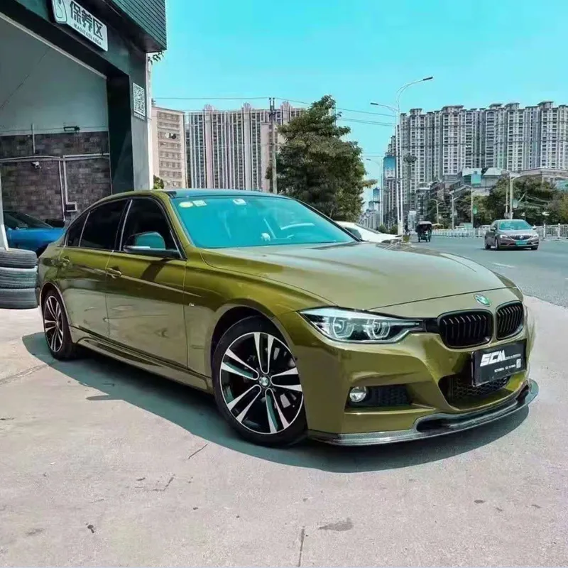 Super Gloss Battle Green Vinyl Wrap 필름 접착제 데칼 스티커 Dark Khaki Green Glossy Car 포장 포일 롤 공기 방출