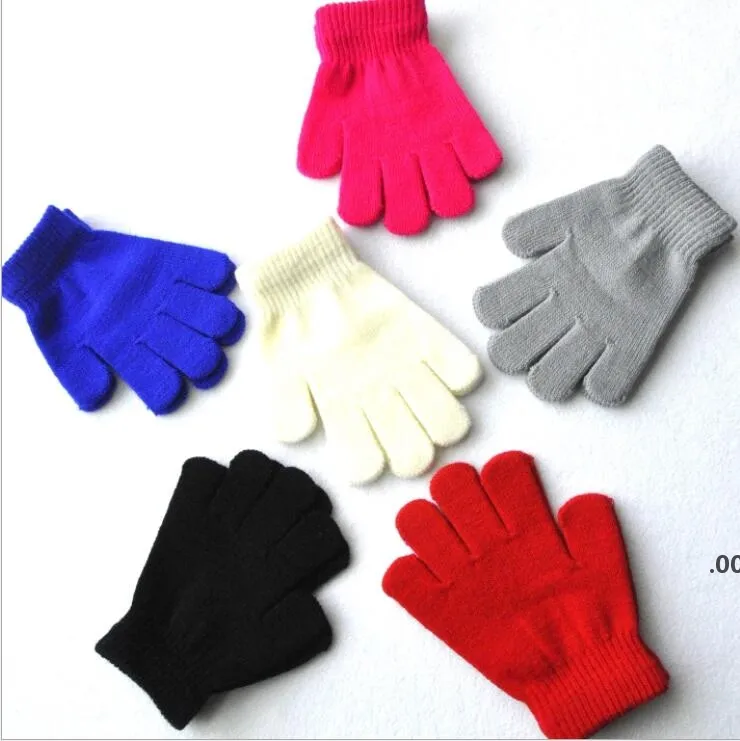 enfants gants magiques tricotés hiver sports de plein air gants chauds gants à cinq doigts plaine bébé mitaines chaudes pour 6-11 ans ZZB9339