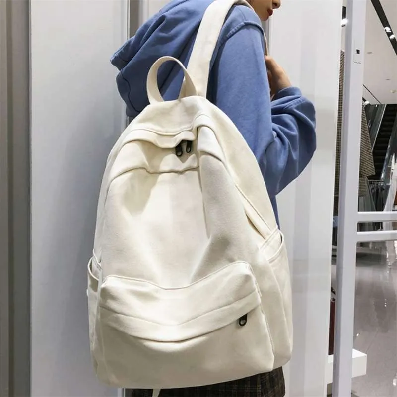 Student vrouw katoen canvas rugzak kawaii vrouwen vintage schooltas tiener meisje leuke rugzakken mode dames luxe boek 210928