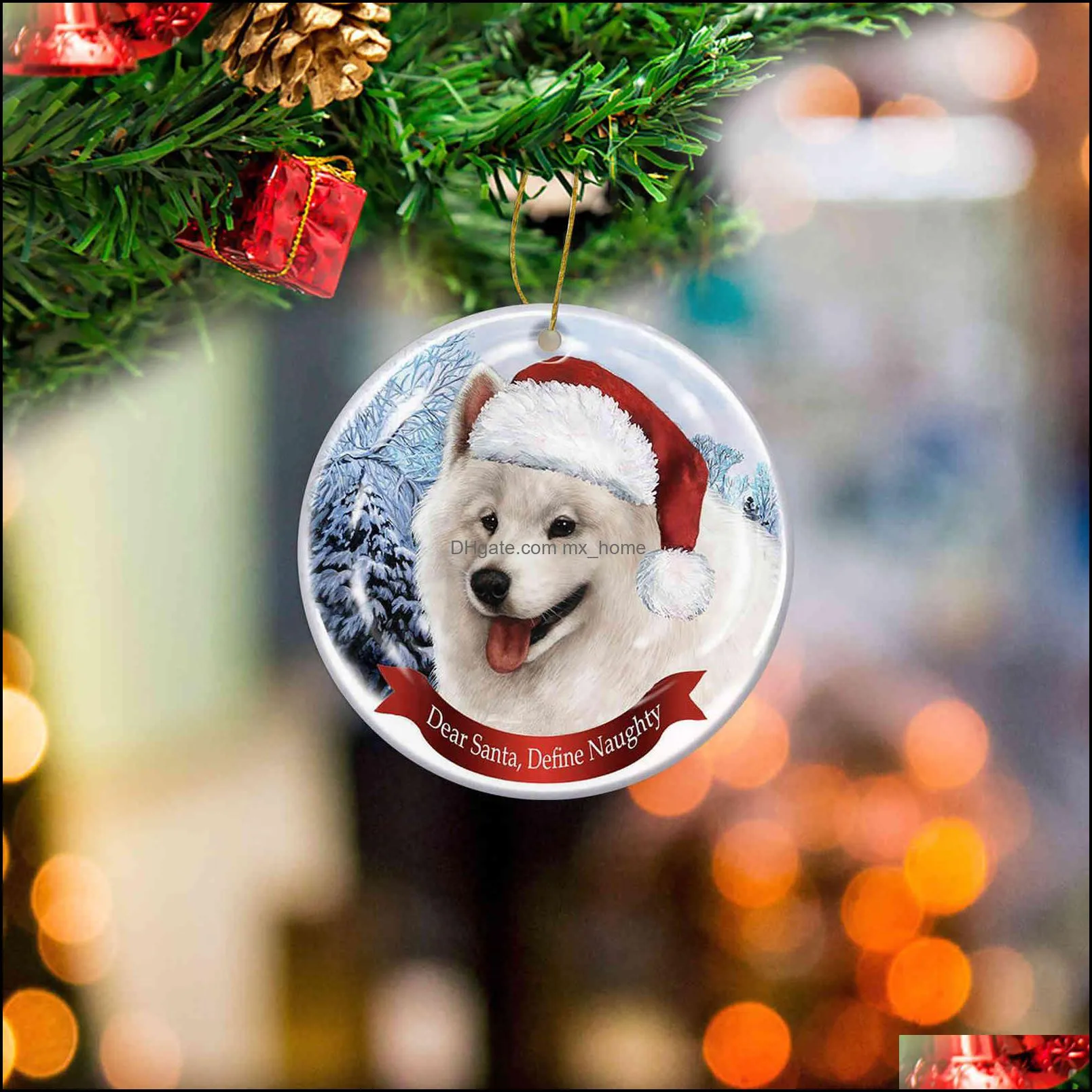 Christmas decorations 2021 Dog Crane Tree Ornaments Cute Dogs Buttons Decoration Poison Product Customized New Year 2022 Navidad 0916