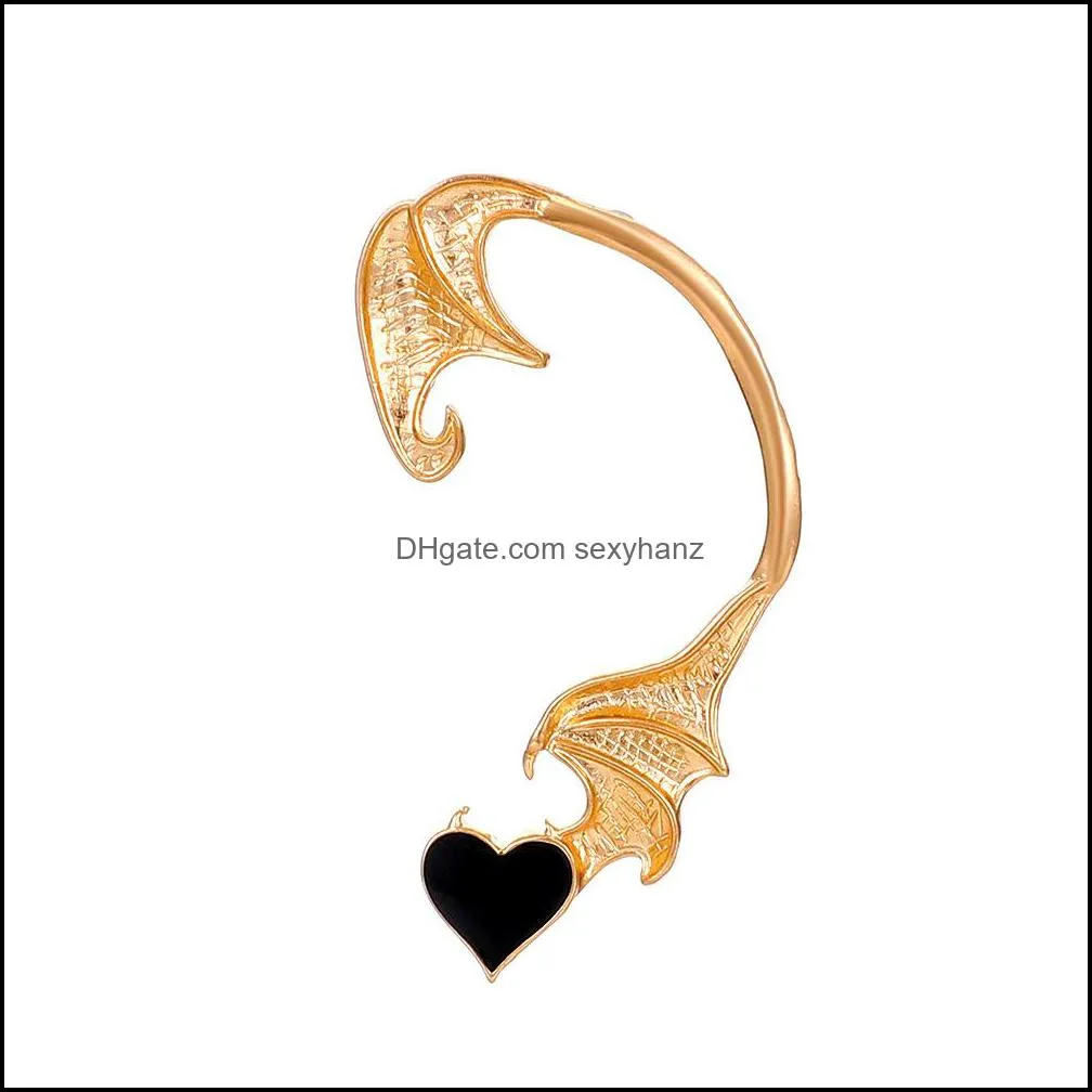 S2642 Fashion Jewelry Popular Retro Punk Fairy Dragon Ear Hook Hanging Earring Metal Bat Bat with no ole Ear Bone Clip