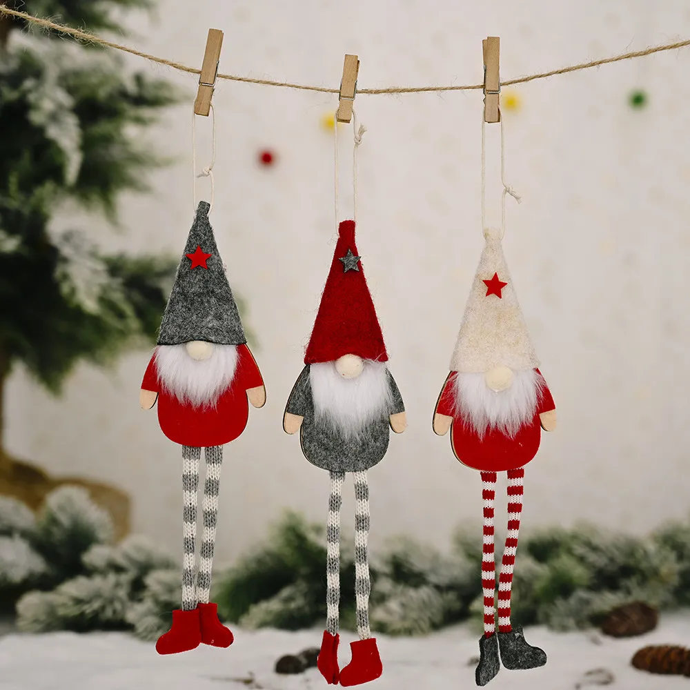 Kerstboom Opknoping Gnomes Ornamenten Handgemaakte Pluche Elf Doll Hanger Xmas Nieuwjaar Home Decoraties XBJK2108