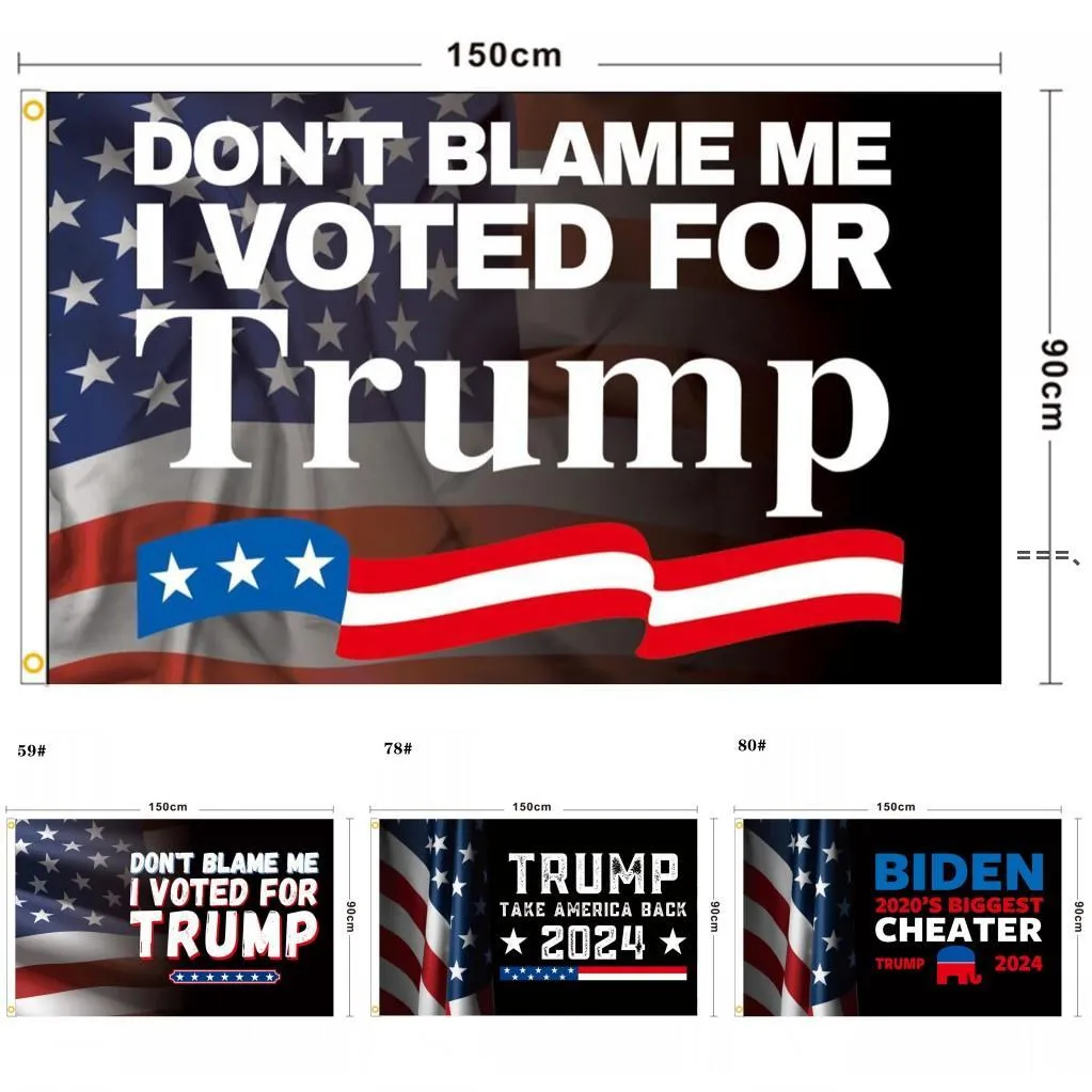 NewTrump 2024 Flag U.S. راية الانتخابات العامة 2 الحلقات النحاسية تأخذ أمريكا عودة أعلام البوليستر الديكور الداخلي 90 * 150 سنتيمتر RRB11651