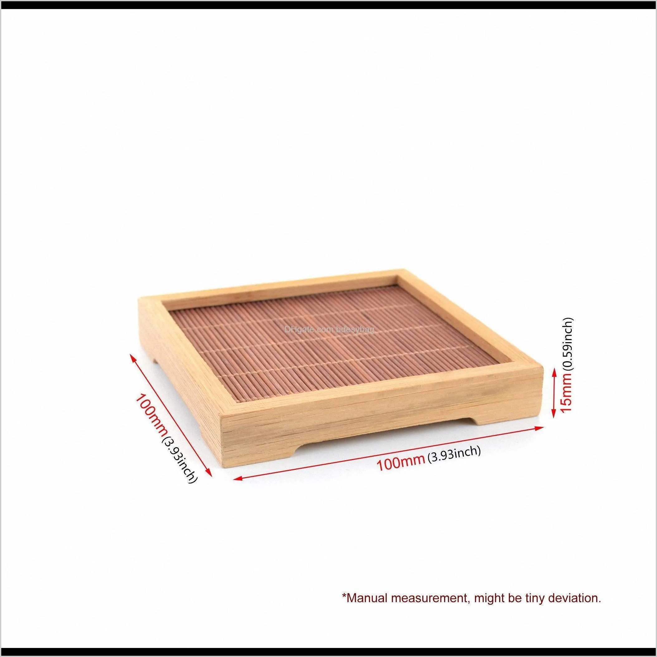 lots natural bamboo square mat hand craft saucer tea cup pad decor serving tray gongfu kung fu tea tray serving table