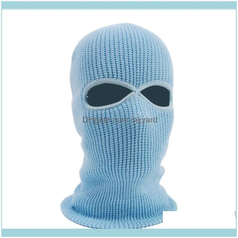 Beanies 2-Hole Knit Ski Mask Balaclava Hat Winter Full Face Cover Neck Gaiter Beanie Cap XX9D