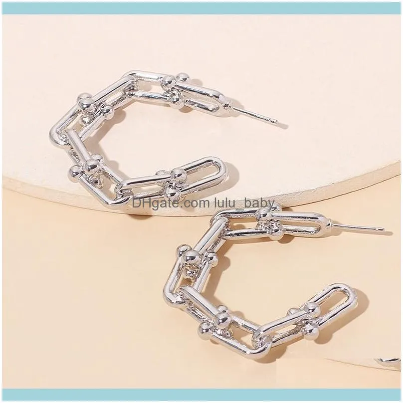 Punk Trendy Link Chain Hoop Earrings For Women Boho Geometric Simple Round Earring Brincos Jewelry Party GIft & Huggie