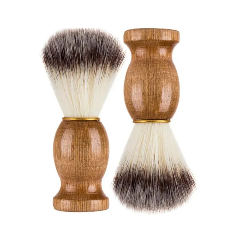 Brosse à barbe pour hommes, blaireau, manche en bois, appareil de nettoyage du visage, outil de Salon professionnel, brosses de rasoir de sécurité