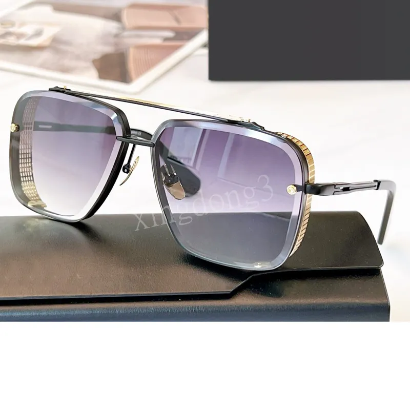 Sommer -Pop -Sonnenbrille Luxus für Männer und Frauen Entwerfen in limitierter Auflage Sechs Gold Retro Square Rahmen Kristall Schneidlinsen Hochwertige Sonnenbrillen abnehmbar mit Gehäuse