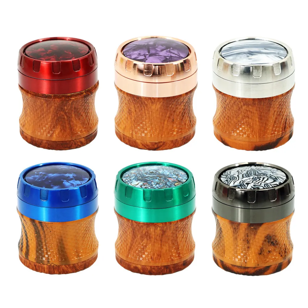 Zinc alloy diameter grinder 63mm four layers wood like plastic grinder metal grinder