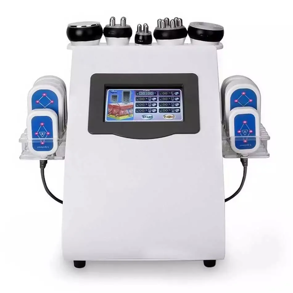 6 In 1 40k Ultrasonic Cavitation Slimming Radio Frequency Vacuum Pressotherapy Liposuction 8 Pads Laser Diode Lipo RF S Shape Body Sculpting Machine Selling