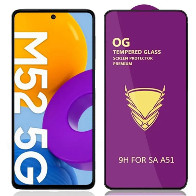 OG Tempered Glass Screen Protector Full Glue Coverage Curved Premium Protective Cover Film Guard For Samsung Galaxy Note 21 FE 20 A02 A12 A22 A32 A42 A52 A72 A82 A92