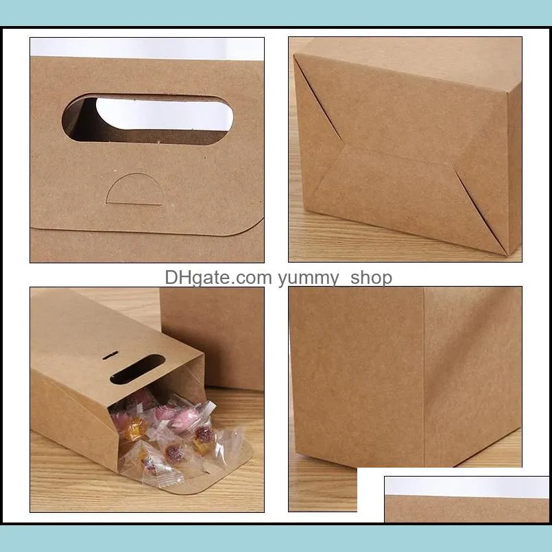 Kraft Box Craft Bag with Handle Soap Candy Bakery Cookie Biscuits Packaging Paper Boxes