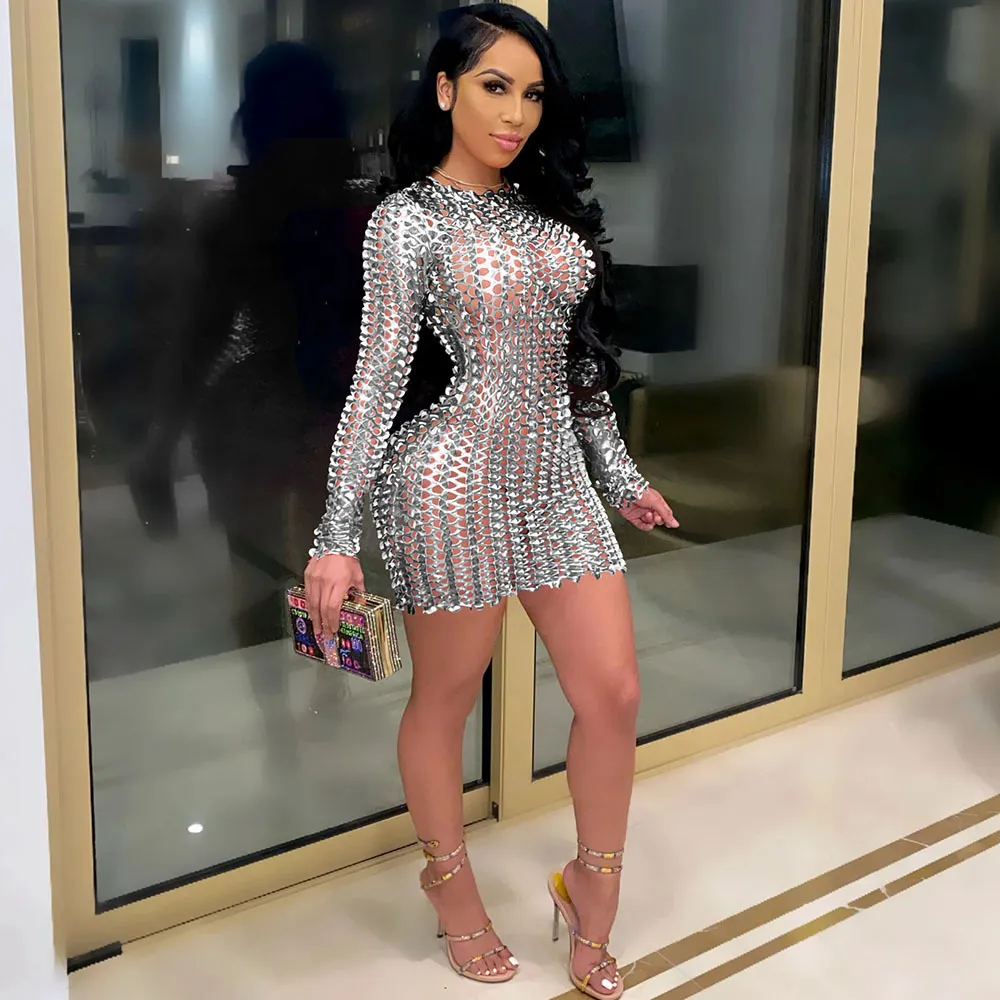 Sheer mini dress clubwear hotsell
