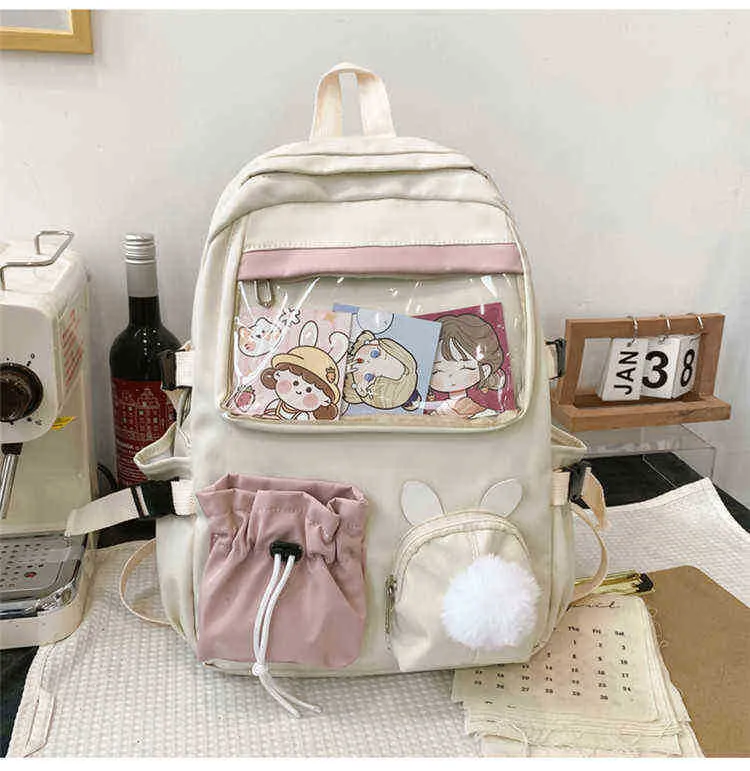 3d Rucksack Rosa Cartoon Weibliche Bunny Anime Schule Tasche Kawaii