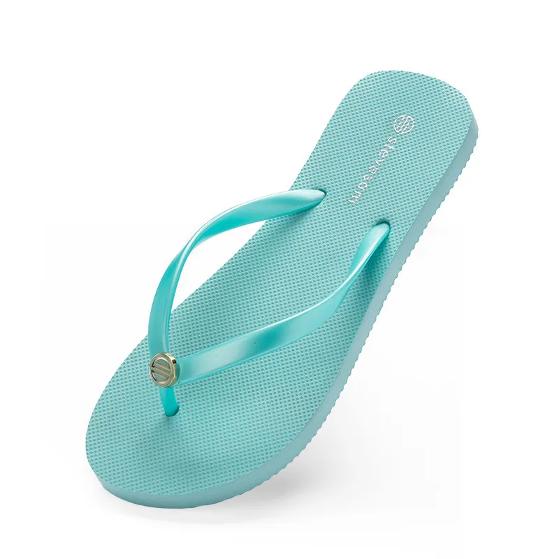 2021 summer flip flops women flat with seaside Glazed Blue beach slippers non-slip Sand gray gold white foreign trade fifty