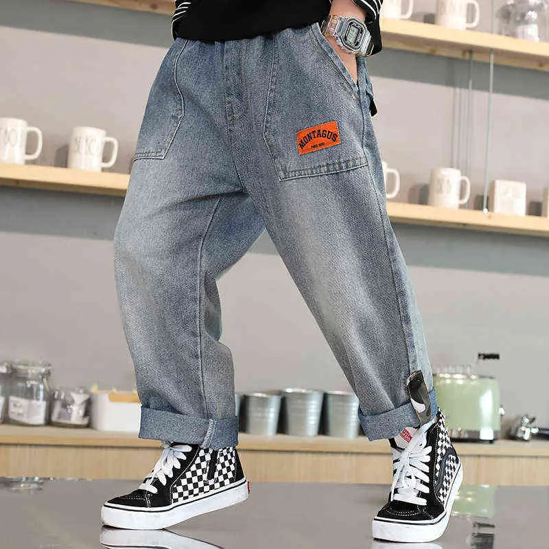 2021 Autumn Children's Clothes Boys Jeans Causal Solid Denim Pants Kids Boy Jeans Boys Kids Long Trousers Boutique Kids Clothing G1220