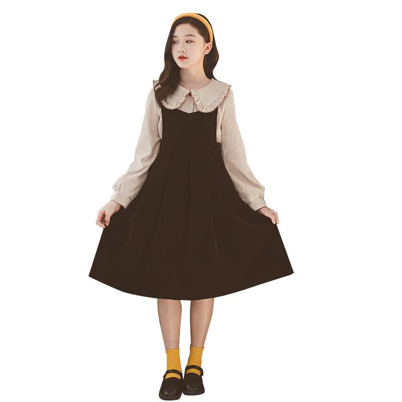 green emerald velvet dress Katie J NYC Girls Midnight Ditsy Long Sleeve Lainey Dress Floral / Y/S (7/8) main image 0