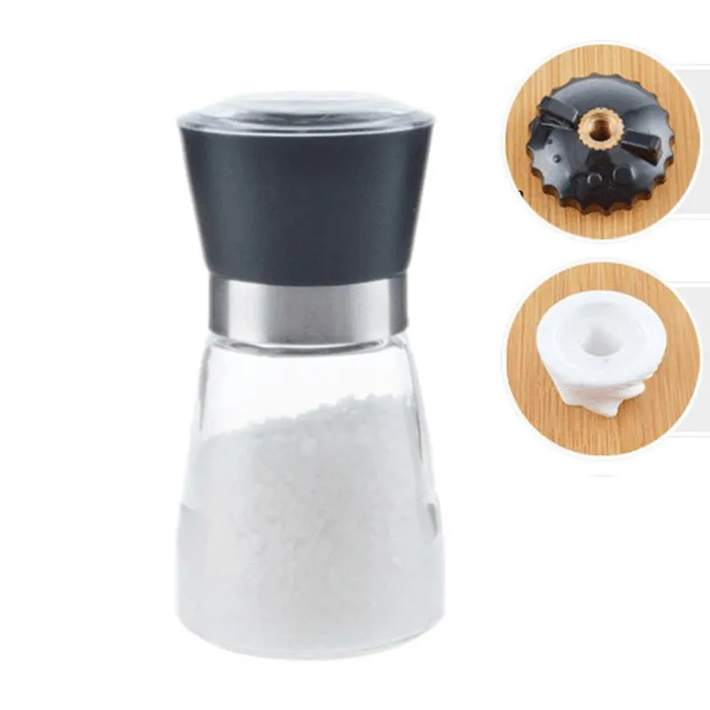 2021 ferramenta de cozinha de cozinha moinho moinho moinho manual de vidro pimenta muller spice moagem garrafa de temperos pote colorido condimento moedores