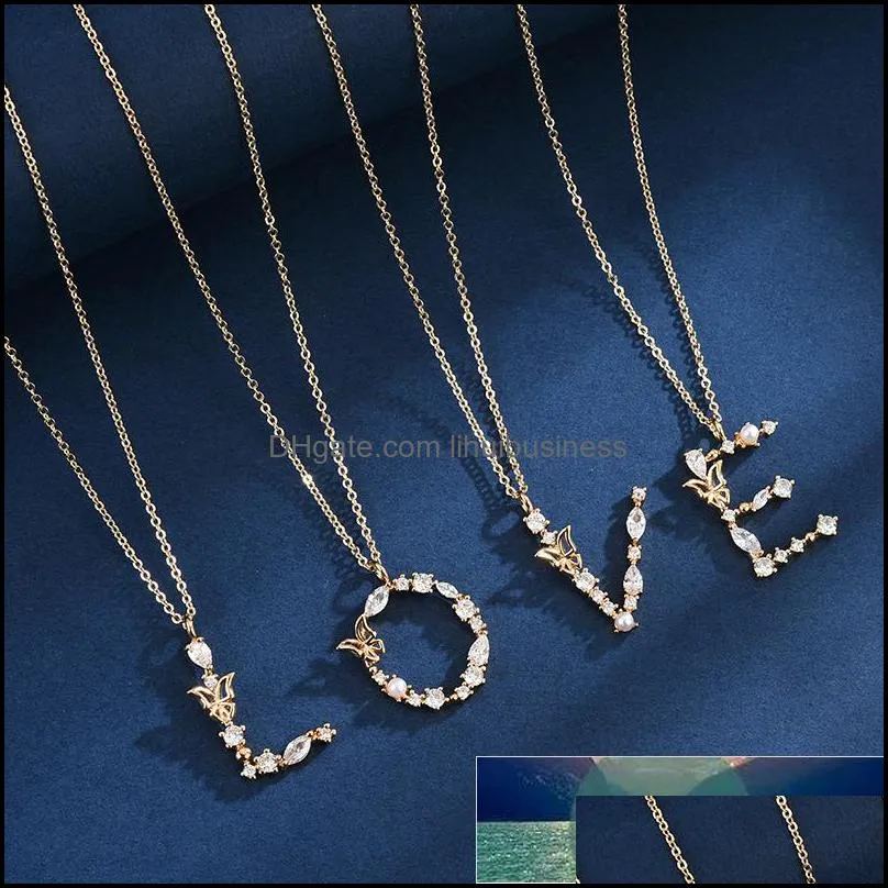 925 Sterling Silver A-Z Choker Zircon Pearl Letter Pendant Luxuy Letter Butterfly Necklace Wedding Gift For Women Fine Jewelry