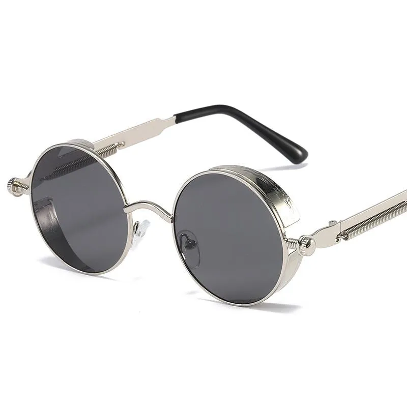Retro Round Alloy Exposed Spring Loaded Shades Sunglasses Small Retro Lennon Style Round Dapper Sunglasses - zeroUV main image 3