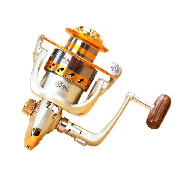 Stosunek prędkości 5.2: 1 Metalowa wirująca bębna połowowa EF1000-6000 Kołowrotek Ocean Sea Boat Ice Fishing Tackle Aluminium 12 Ball M929