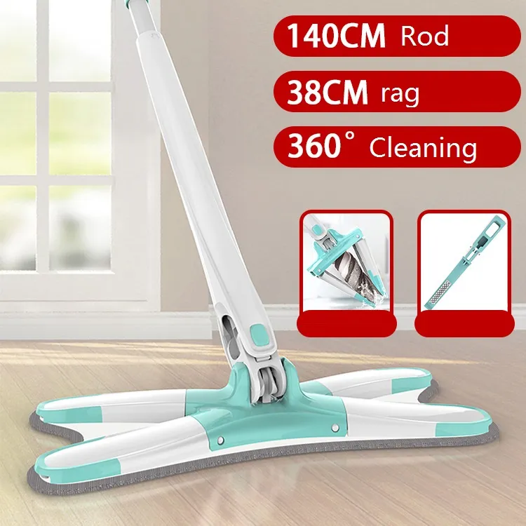 X-type Floor Mop 360 Degree Home Cleaning Tool with Reusable Microfiber Pads for Wood Ceramic Tiles