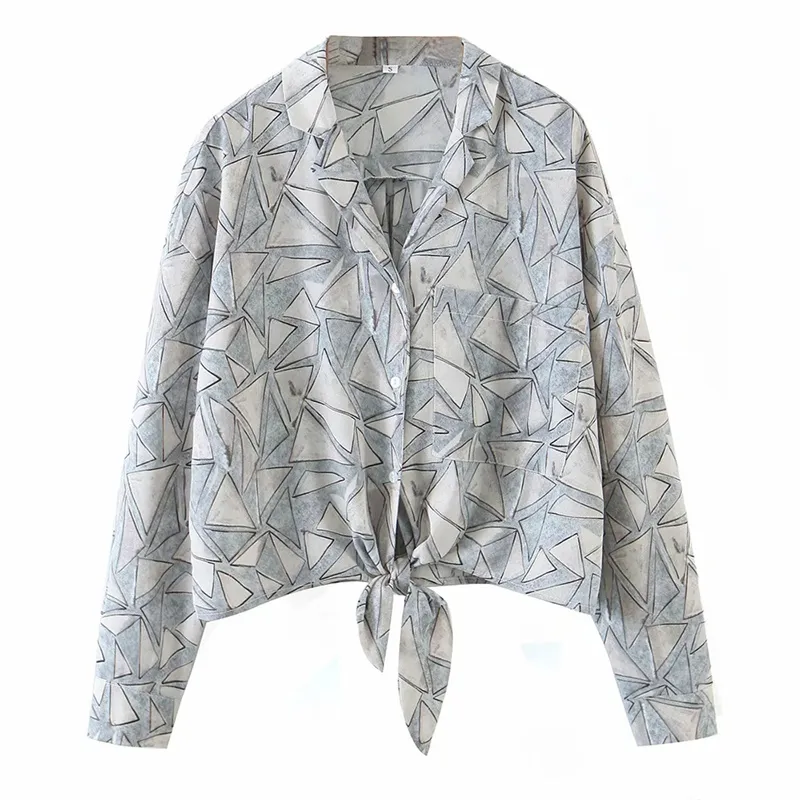 春秋のファッションのターンダウンカラー印刷シングルブレスト長袖エレガントな女性のシャツ210520