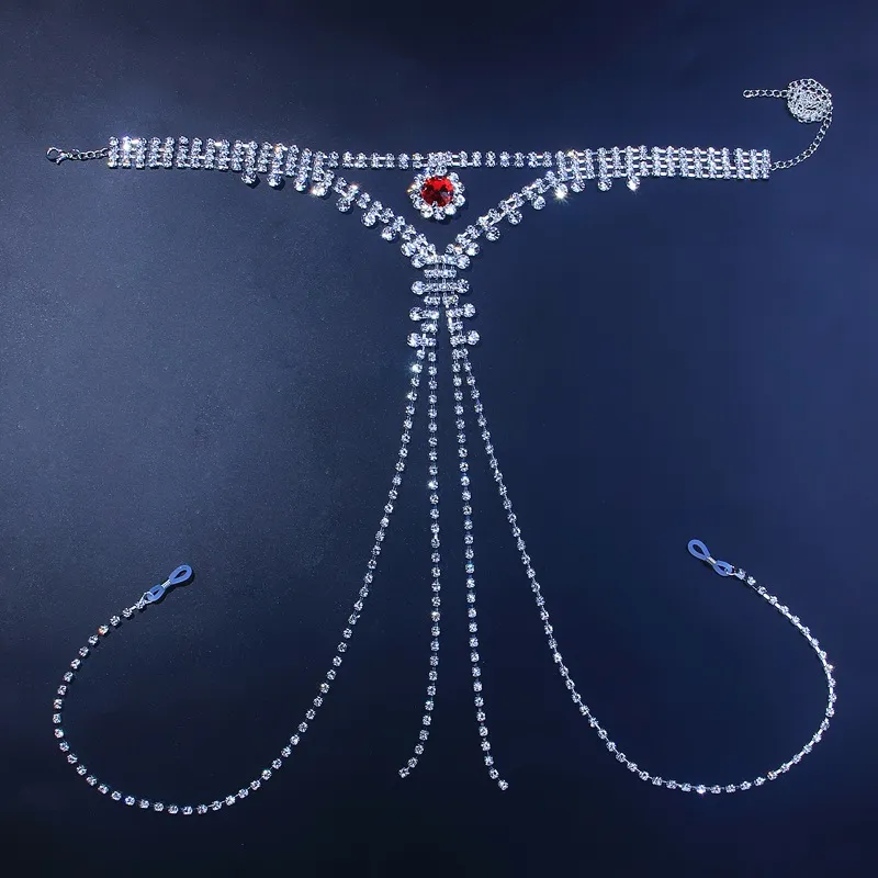 世界有名な Red Rhinestone Milk Chain Sexy Womens Body Necklace Jewelry アロマグッズ