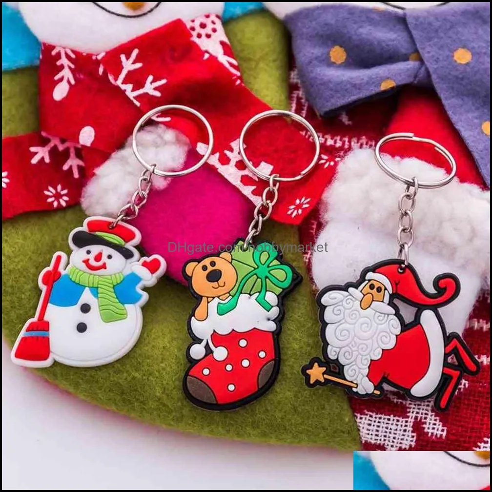 version of the cartoon cute Santa Claus keychain Men and women Christmas gift pendant couple key ring ornaments DHL Free