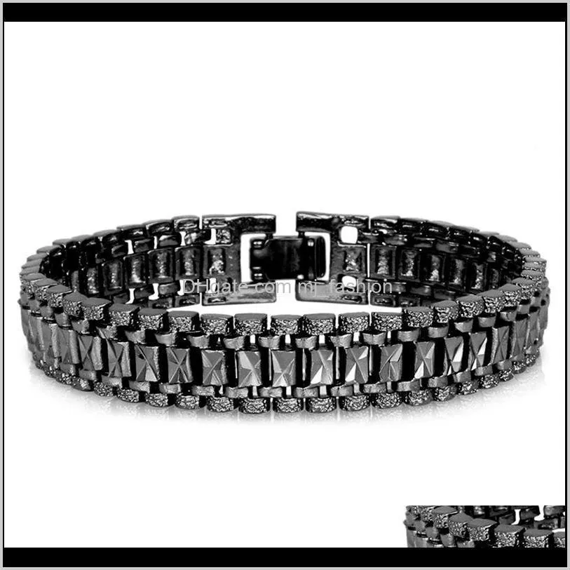 gold bracelet men jewelry rock style platinum plated 19cm 12mm thick chain link bracelet wholesale ps2366