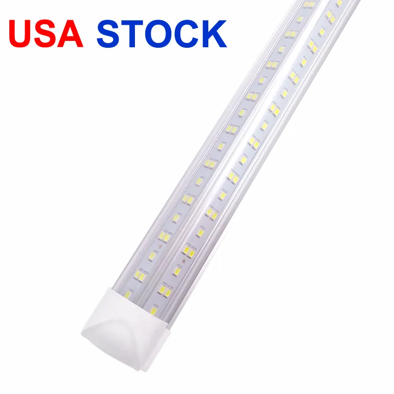 110V LED Shop Light 2ft 3ft 4ft V-Shape 8ft Tube Lights T8 Integrated Cooler Door Design Shops Lights Fixture LEDs Tubes With Accessories 144W