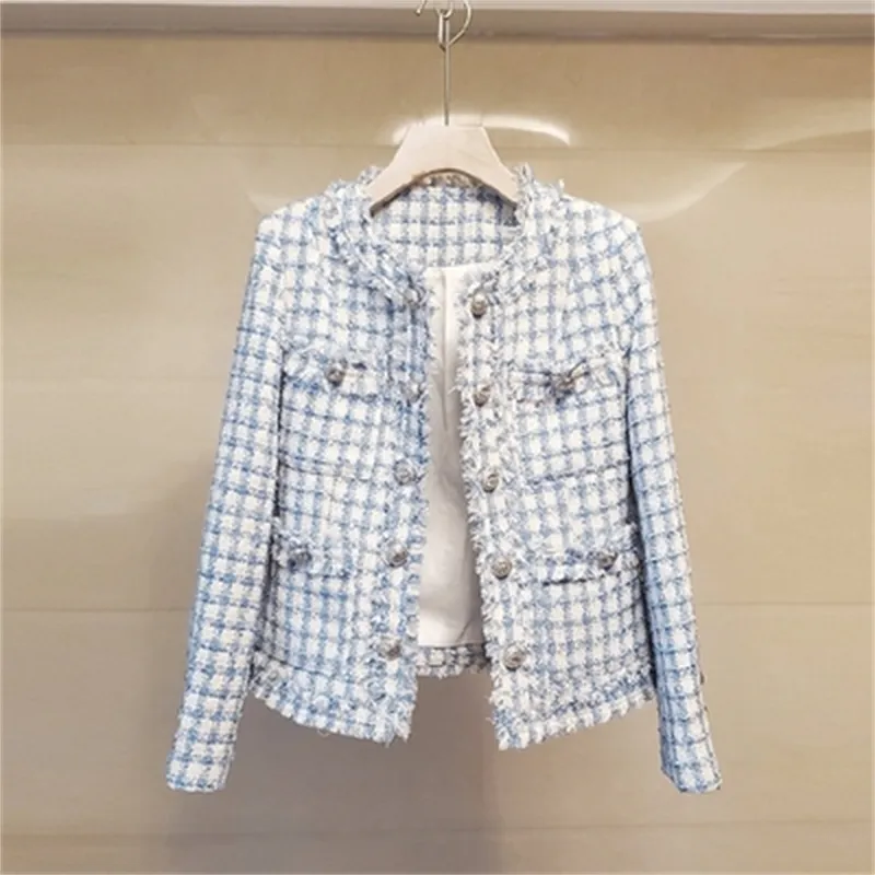 Save Big on Bulk Ladies Tweed Jackets Ladies Tweed Jacket Women's Autumn  Long Sleeve Double Breasted Tweed Coat Elegant Vintage Style Best Deals 