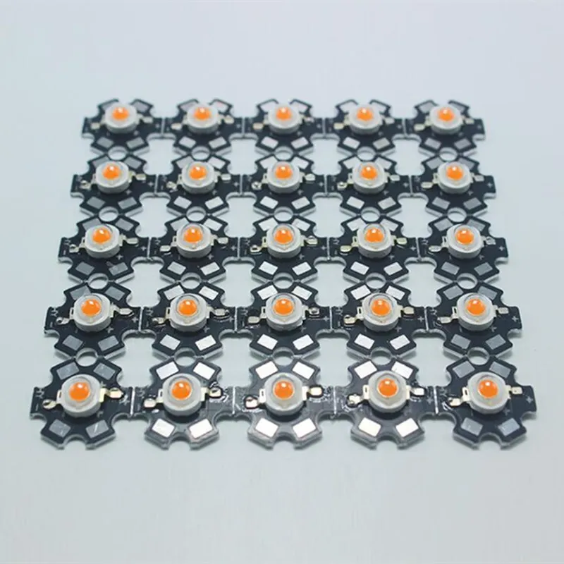 100 pcs 1w 3w alta potência LED Diodo Light Beads Frio RGB UV 395Nm 450nm 660nm Lâmpada de Lâmpada LEDs com 20mm Star PCB