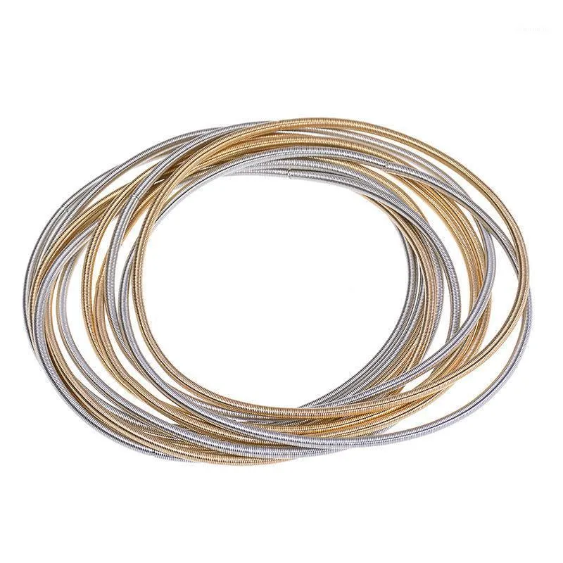 Charm-Armbänder Gold Silber Gitarren-String-Zapfenstahl-Armband-Stapel-Armbänder-Armband-Set-Mix