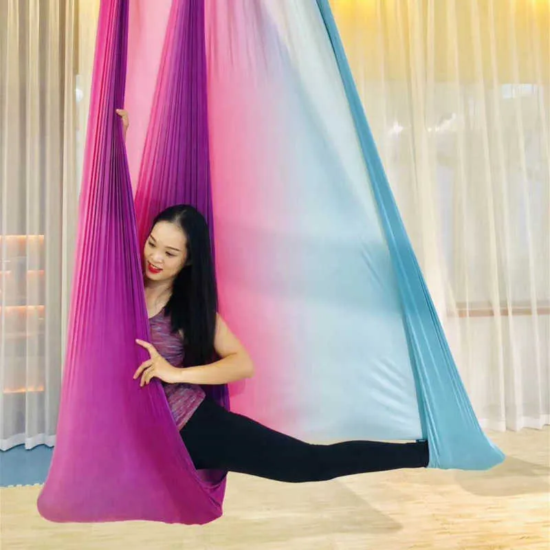 Aerial Yoga Hammock 5M colored Elasticity Swing Multifunction Anti-gravity yoga training Belts H1026