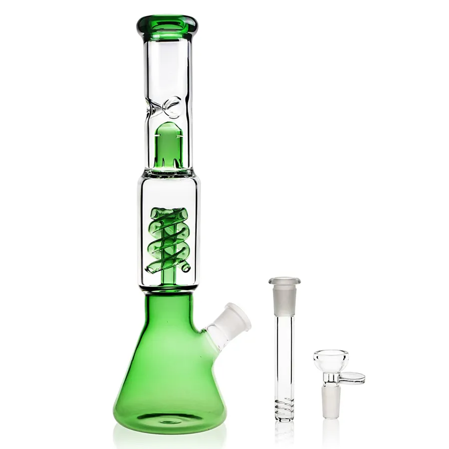 12 인치 유리 비커 봉 물 담뱃대 코일 퍼콜 레이터 Shisha Dab rig 흡연 워터 파이프 필터 버블 러 승 / 아이스 포수