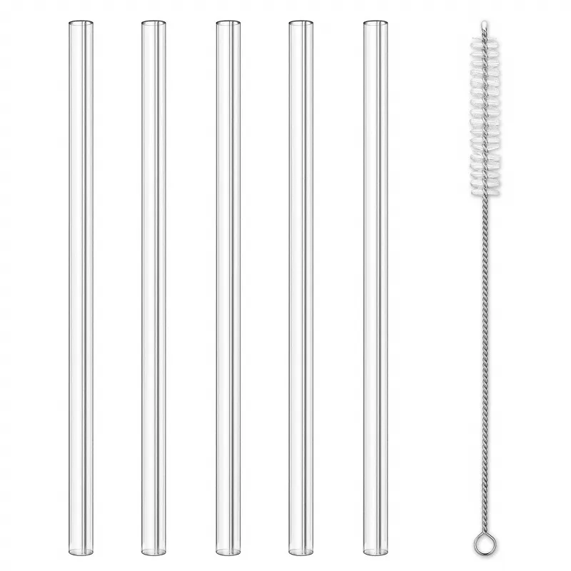 18cm/20cm/25cm Clear Glass Drinking Straws Eco Friendly Milk Cocktail Straw