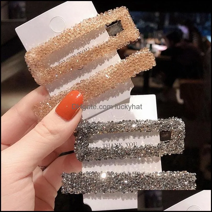 Fashion Retro Square Rhinestone Hair Clips For Women Headband Sweet Hairpins Barrettes Accessories Set