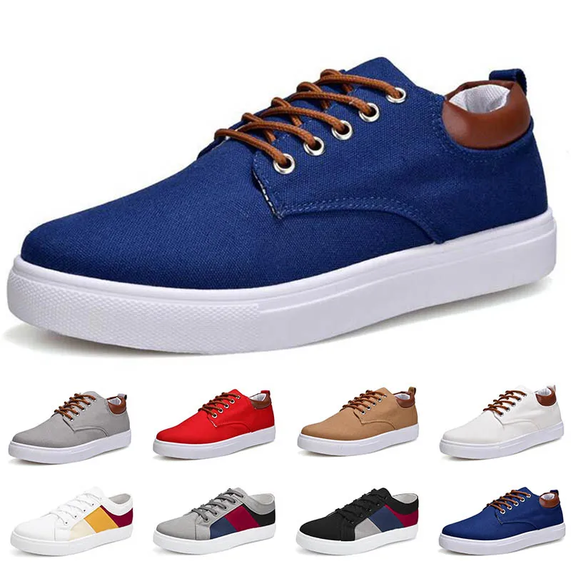 new arrived men fashion canvas shoes black white blue grey red Khaki Split mens casual out Comfortable jogging walking Fabric sneakers 40-45