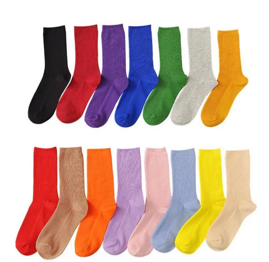 Socken, Strumpfwaren, modische Damen-Socken, bunt, Baumwolle, Rundhalsausschnitt, weich, lässig, Bonbonfarben