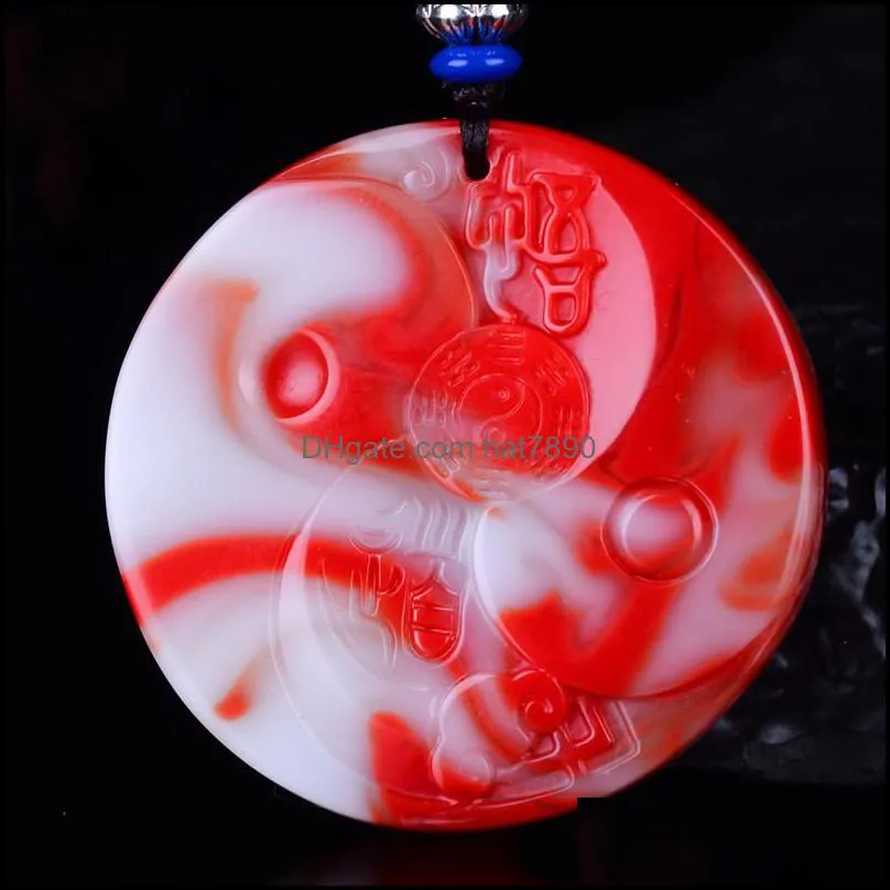 Enlightenment Tai Chi Bagua Pendant Men`s and Women`s Chicken Blood Jade Charms