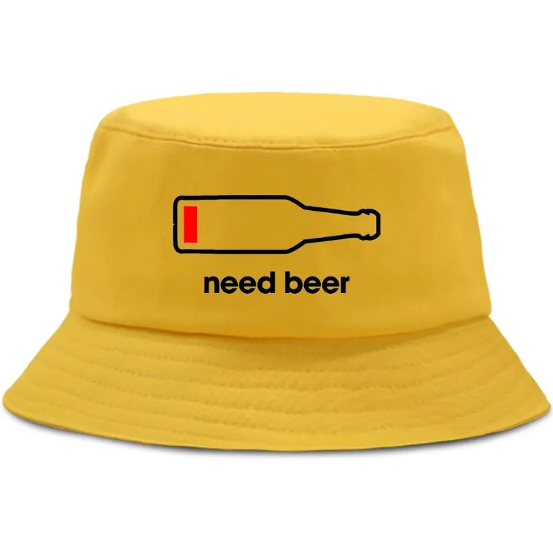 Need Beer Harajuku Hip Hop Bucket Hat Fashion Funny Fishing Men Women Sun Shade Casual Outdoor Fisherman Hats Wide Brim