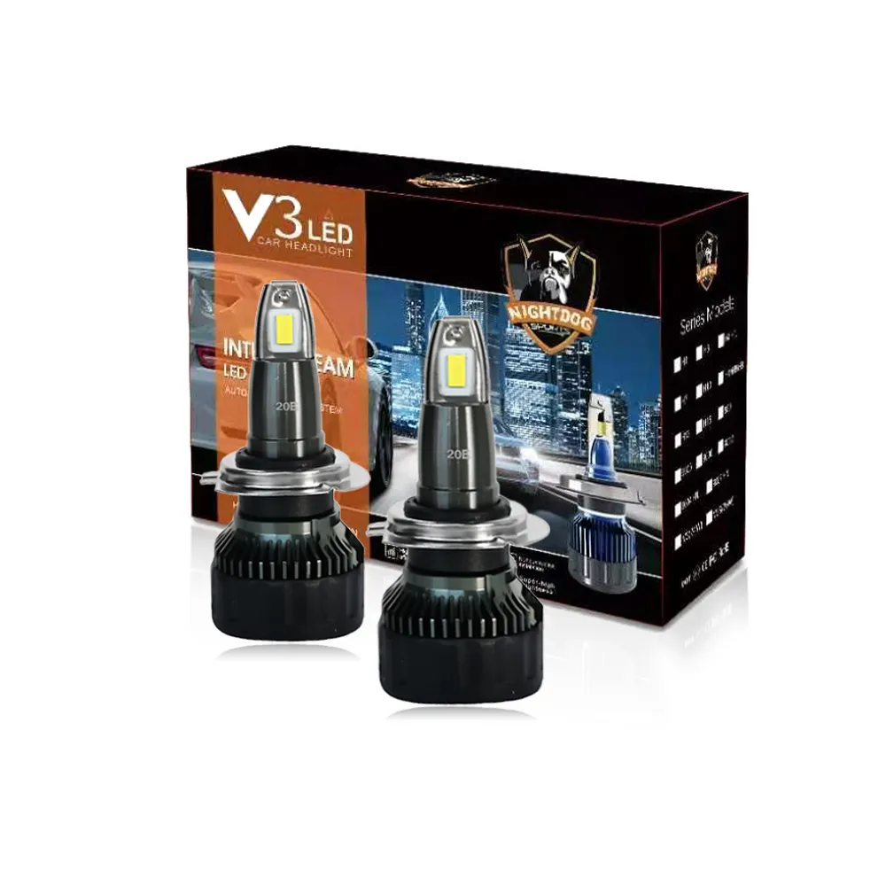 1Pair V3 LED H1 H3 H4 H7 H1H H13 9004 9005 9006 9007 881 Phare de voiture Auto Fog Lampe 35W 3500LM Automobile Ampoule Blanc 6000k