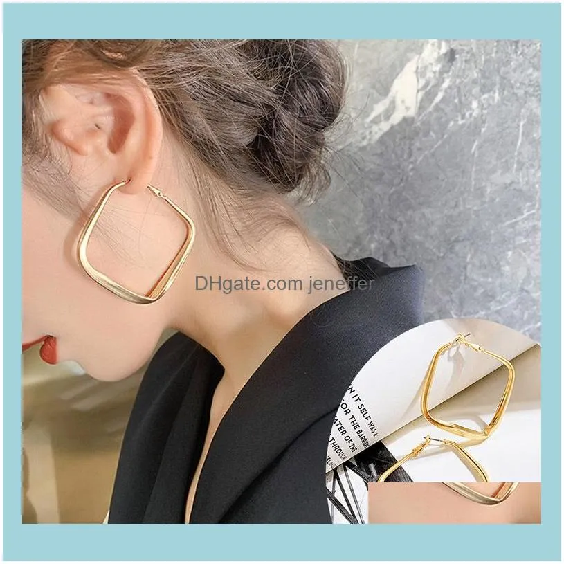 FactoryXKPKsilver needle exaggerated geometric sub GOLD S925 Metal anti allergy square EARRINGS